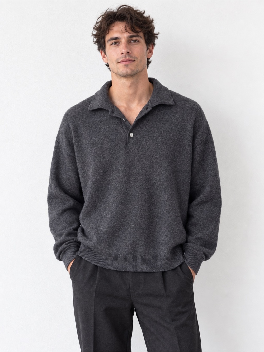 Girasone Made in Italy Merino Wool Polo Sweater — Size L